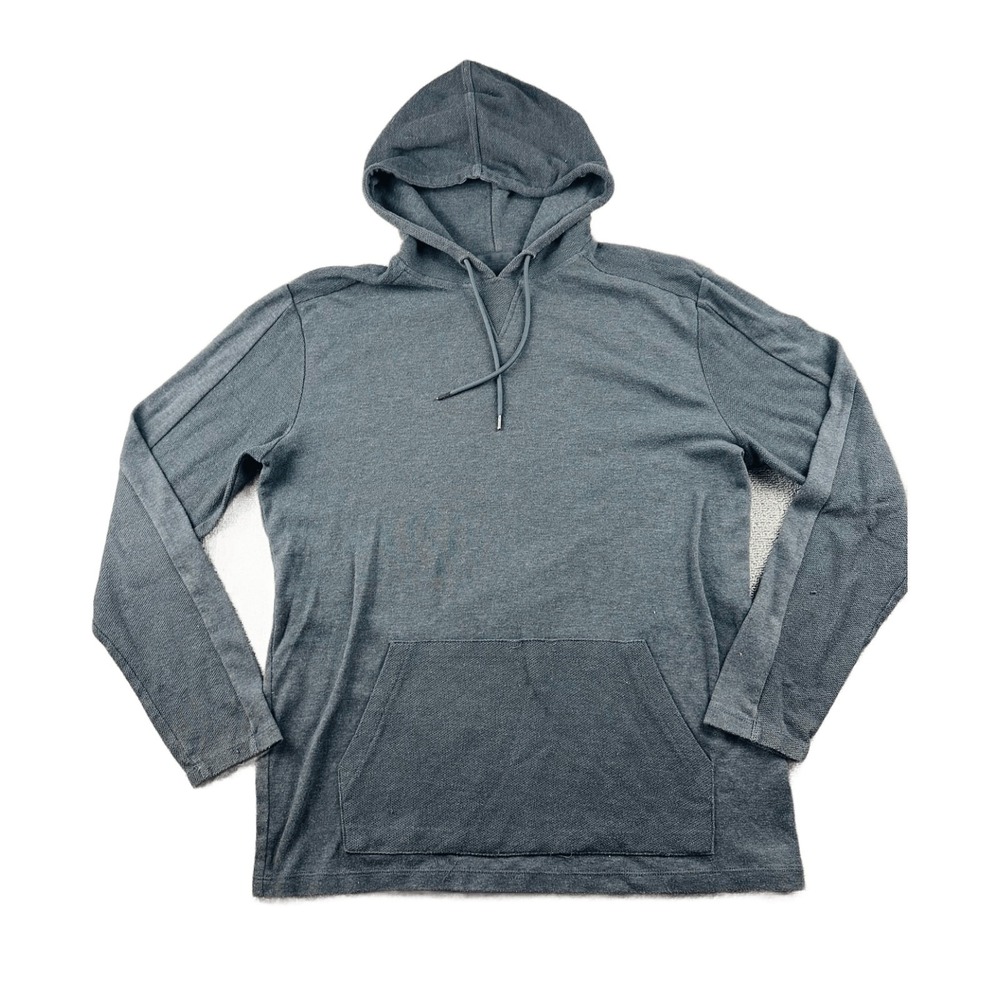 Y2K Structure Hoodie‎ Men M Gray Slim Heathered Cotton Blend Pullover Athleisure